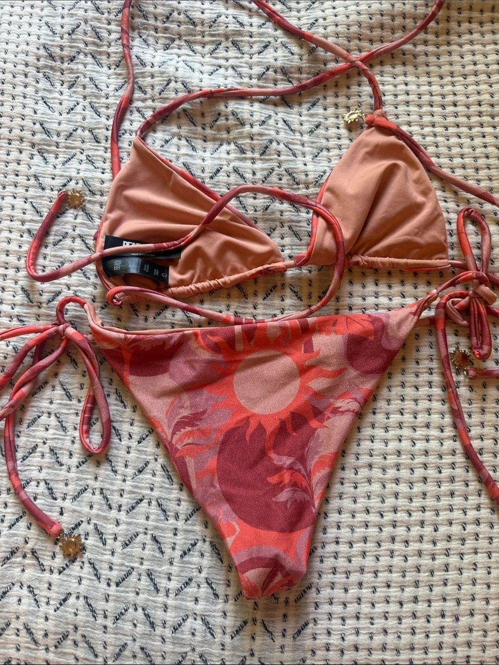 Beach Riot Pink & Coral Swirl String Bikini Set